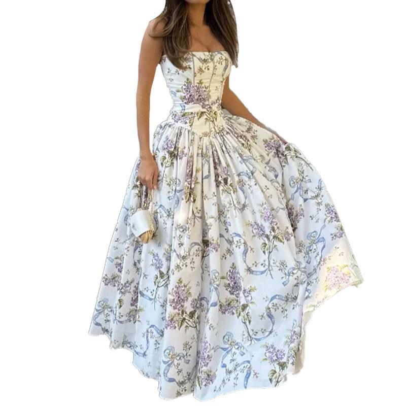 2026 Spring Women's European and American Style Slimming Floral Sling Dress