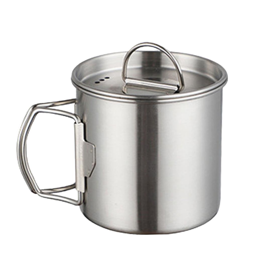 Stainless Steel Camping Cup with Lid Rust Prevention Foldable Camping Cup for Outdoor Hiking