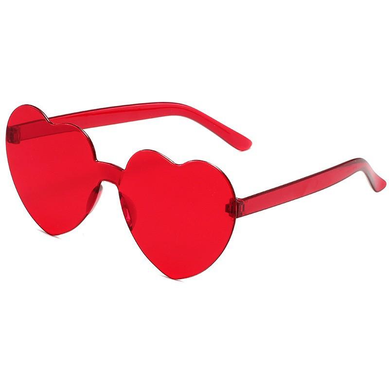 Rimless Heart Shaped Sunglasses, Transparent Candy Color Shades, Unisex Love Eyewear for Festivals, Parties and Daily Streetwear 1