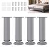 Set of 4 Adjustable Metal Desk Leveling Feet Furniture Legs, Height Adjustable for DIY Sofas, Tables, and Beds (Gray, 18cm-30cm)