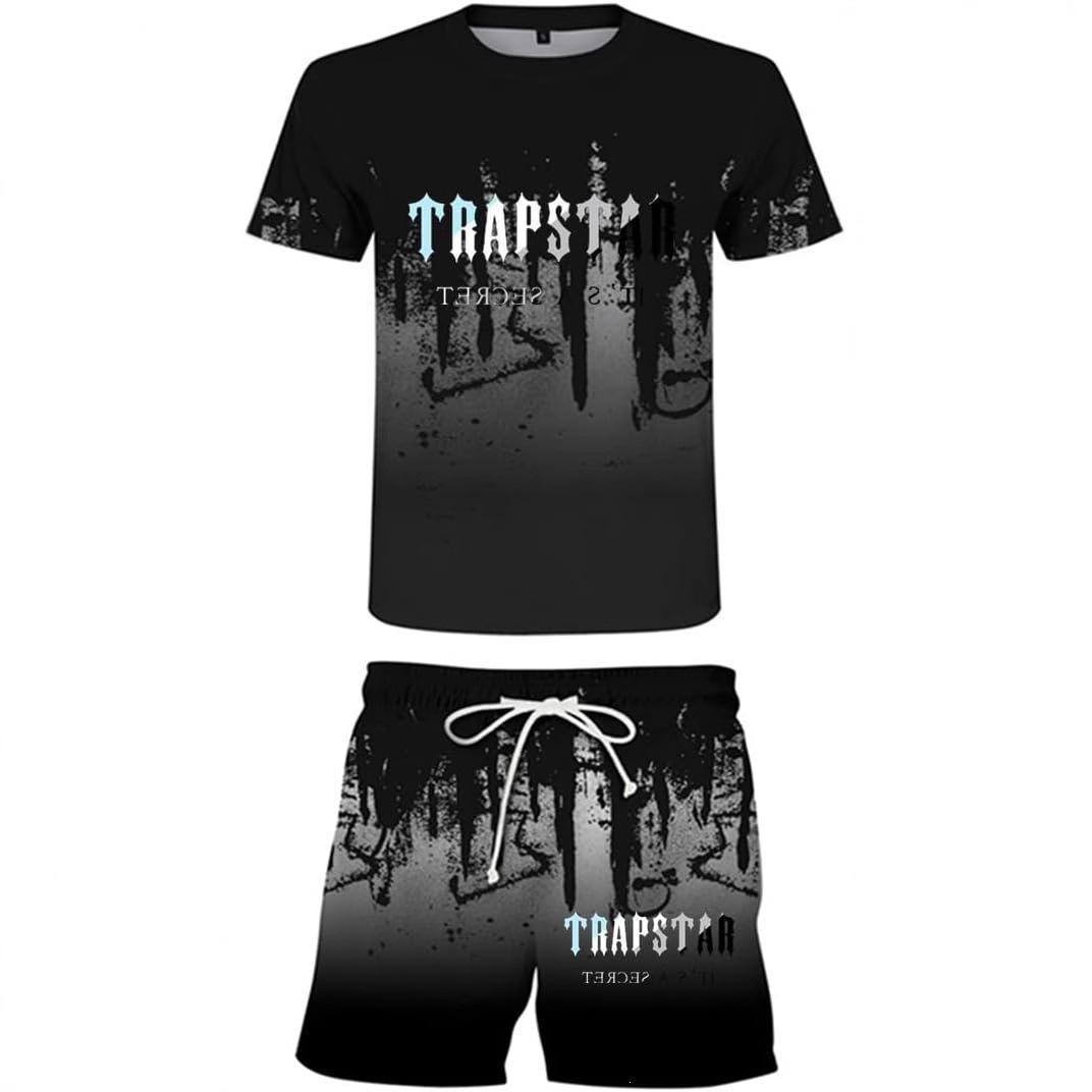 Summer Men s Ink Series 3D Printed Sports Suit Fashion Versatile Trend Casual Breathable S