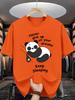 Animal Graphic T Shirt For Unisex Sleeping Panda Funny Slogan Crew Neck Tee Lazy Mood Cartoon Print Casual Daily Outfit Tops