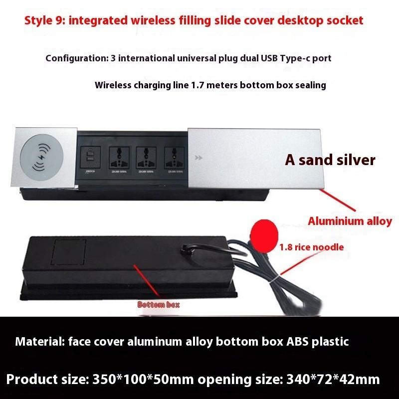 Verbesserter Einbau-Konferenz-Schreibtischsockel Versteckter Typ Multifunktional 3 Löcher 5 Löcher Inseltisch Seiten-Schiebeschalter