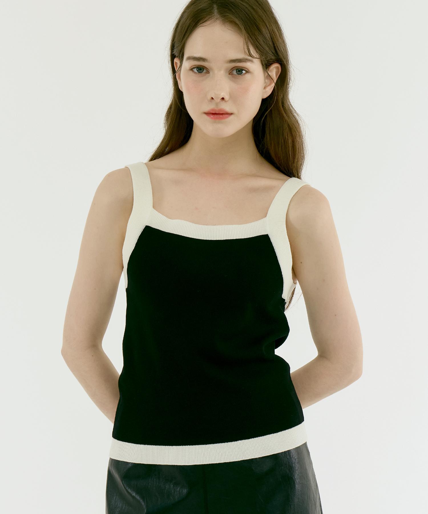 210 Edit Women S Square Neck Sleeveless [White Black]_Zf2Sw610 66