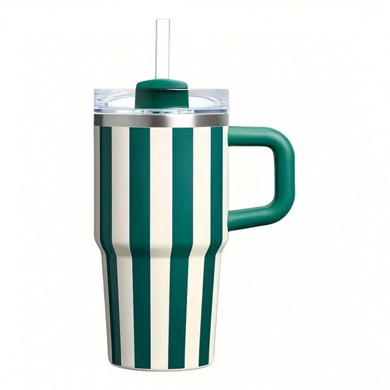 Garrafa Térmica de Água de 20oz Com Alça e Canudo Utensílio para Beber Quente Frio Aço Inoxidável Garrafa Térmica Portátil Copos de Café para Carro Caneca Térmica