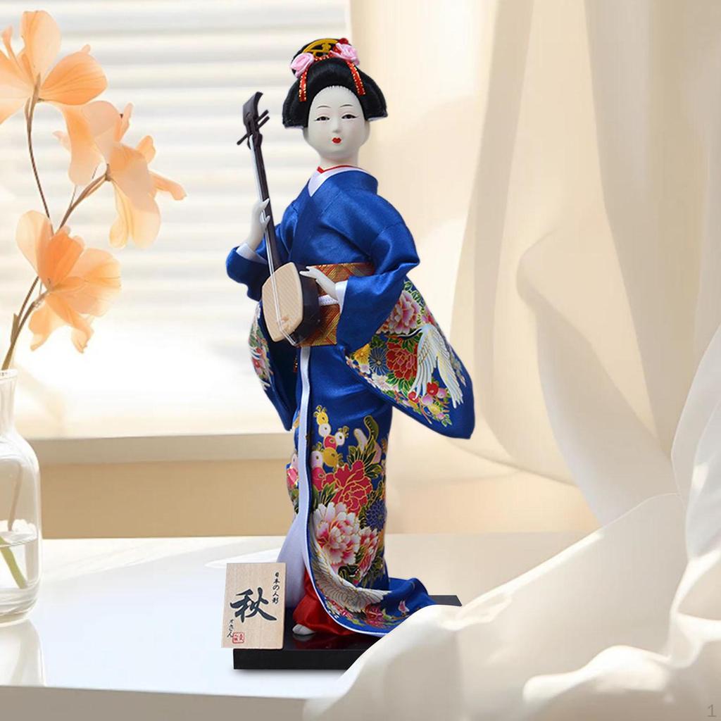 Japanese Kimono Doll Asian Statue Lady Statuette Decorative Collectible Figurine Kabuki for