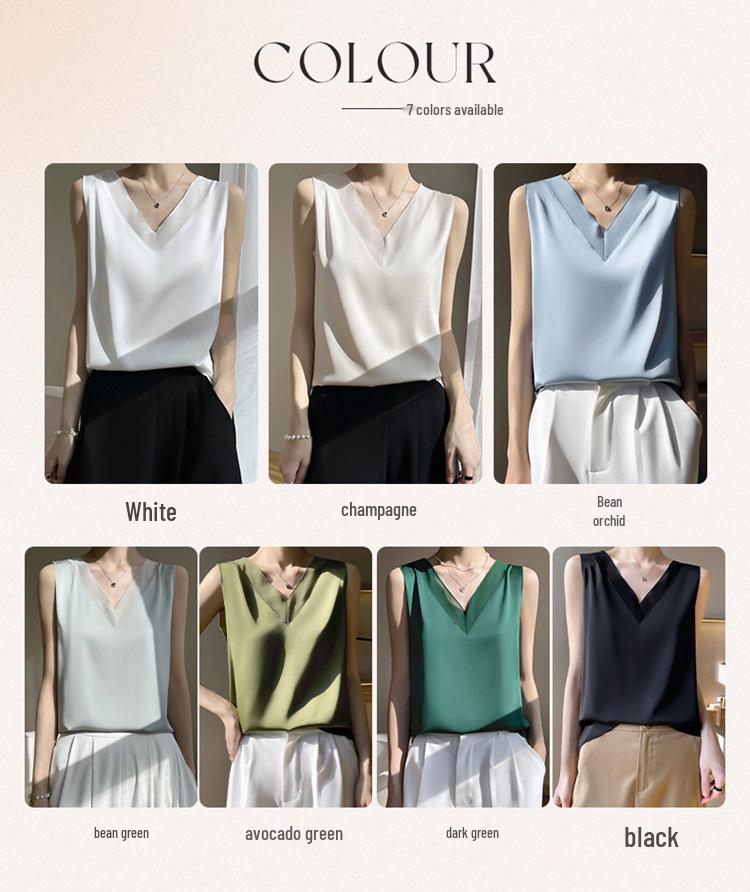 2025 Women's V-neck Ice Silk Camisole - Summer Mesh Base Layer Top