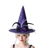 Foldable Flower Wizard Cap Rose Feather Halloween Cap Funny Halloween Witch Hat  Women