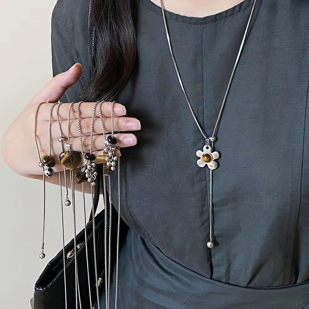 Adjustable Pendant Necklace Multi-layered Bohemian Sweater Chain Snake Chain Punk Choker  For Women