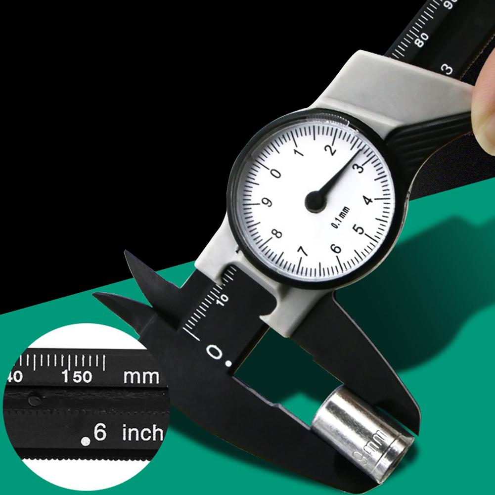 0-150MM 0.1MM Пластиковый Портативный Штангенциркуль Циферблатный Штангенциркуль Измерительный Инструмент (Черно-белый цвет) Black and white 0-150mm#1