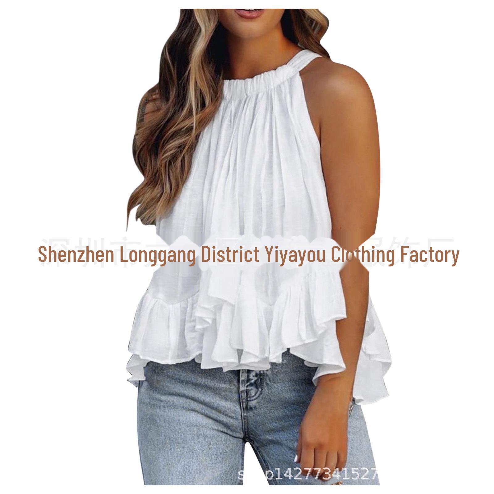 European & American Summer Printed Halter Neck Adjustable Lace-Up Vest 2026 Extra Extra Large