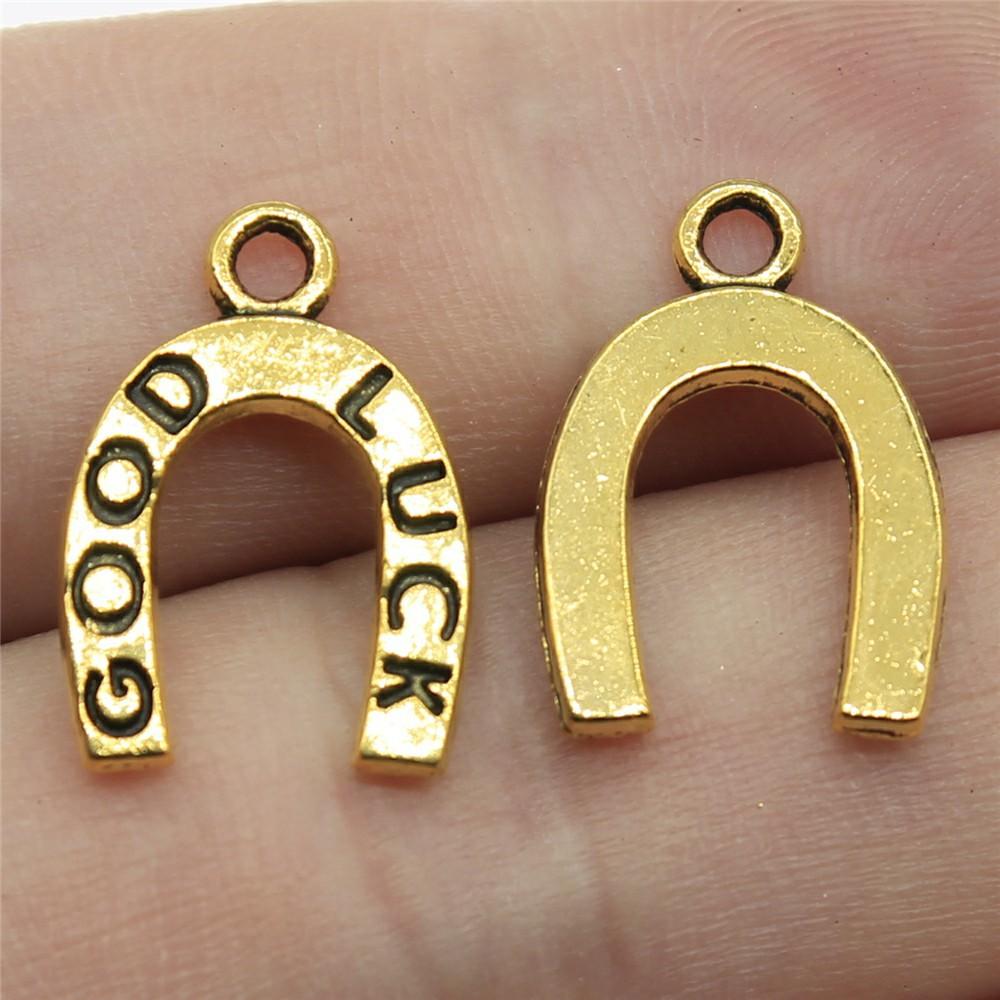 20pcs Charms Lucky Horseshoe Good Luck Antique Bronze Silver Color Pendants DIY Findings Tibetan Jewelry Craft