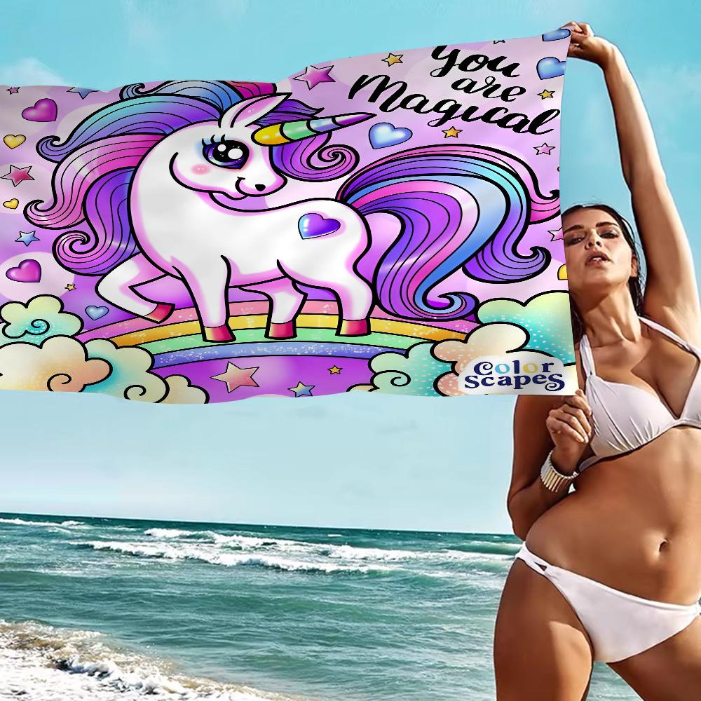 Cartoon Unicorn Animal Microfiber Beach Towel Absorbent Quick dry Soft Yoga Swimming Resort Mountain Climbing Towel