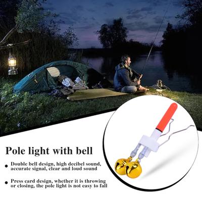 Fishing Rod Tip Light with Dual Bells Fishing Bite Alarm LED Lamp Night