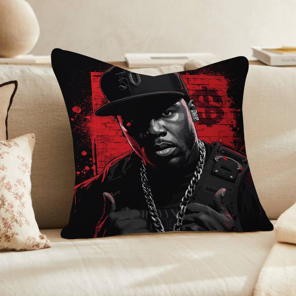 Cent American Hit Pop Hip Hop Rapper Music Cushion Cover Car Throw Pillow Case For Sofa Car Christmas Gift