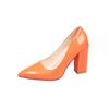 Glossy Patent Leather Versatile High Heels, Korean Style, All Seasons, Candy-colored Pointed Toe, Low-cut, Chunky Heel Women's Shoes