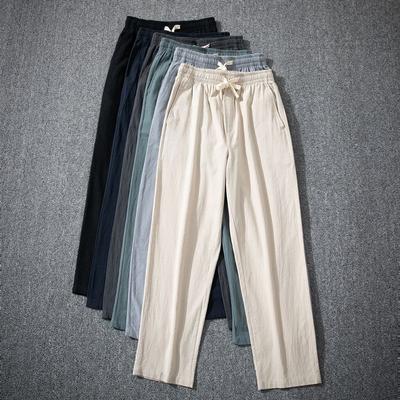 Baumwoll- und Leinen-Crops für Herren im Sommer Dünnes Design Herren Baumwoll- und Leinenhosen Locker und vielseitig Lässige Hosen für den Sommer