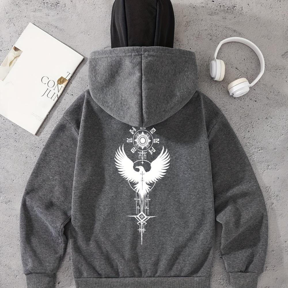 Herren Komplettset Sturmhaube mit Reißverschluss-Hoodie - Schwarz-Weißes Muster Sportbekleidung, Verstellbare Doppel-Mütze Warmer Übermantel