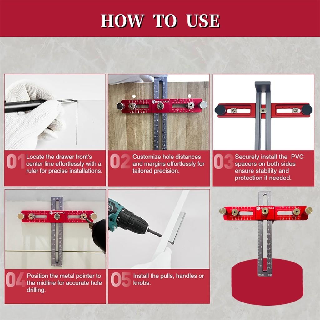 Drawer Cabinet Door Handle Installation Auxiliary Tool Woodworking Hole Opener Aluminum Alloy Handle Drilling Locator