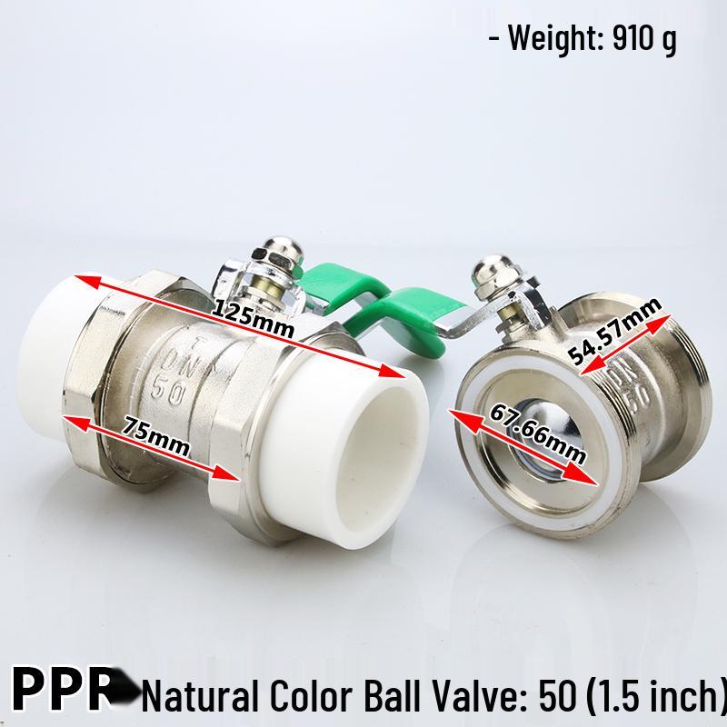 High-Temperature PPR Ball Valve: Double Union, Copper, Hot Melt, Sizes 20-75, Water Pipe & Switch