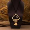 Matte Golden Large Fishbone Punk Pendant Bohemia Long Chain Necklace Jewellery Gift For Woman