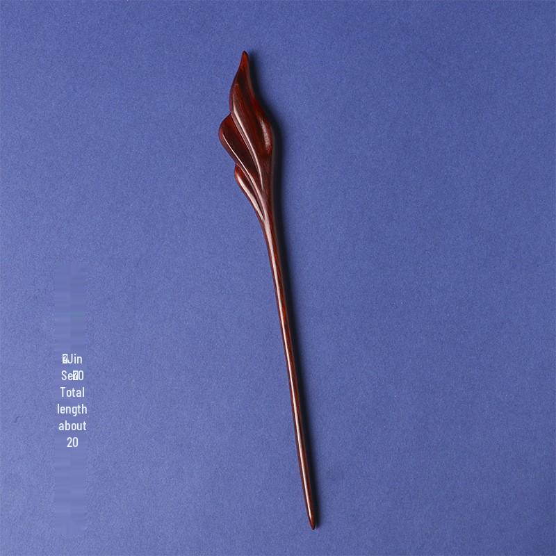 Red Sandalwood Women's Retro Hanfu Hairpins: Hollow Carved Moon Rabbit Wooden Ornaments