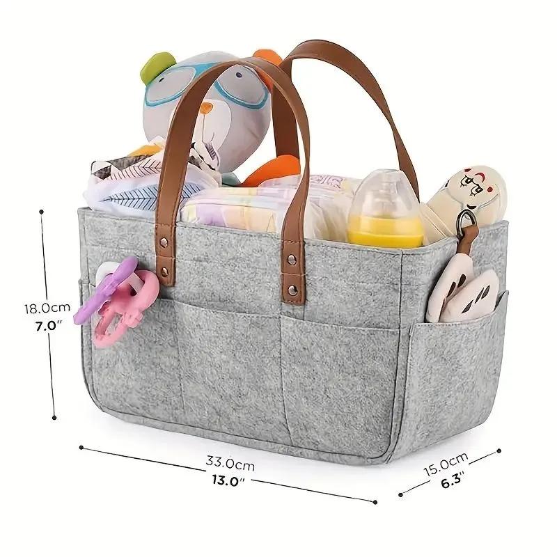 Felt Diaper Bag Storage Bag Portable Trolley Handbag Hangable Storage Bag Storage Basket Mommy Bag 1pcs
