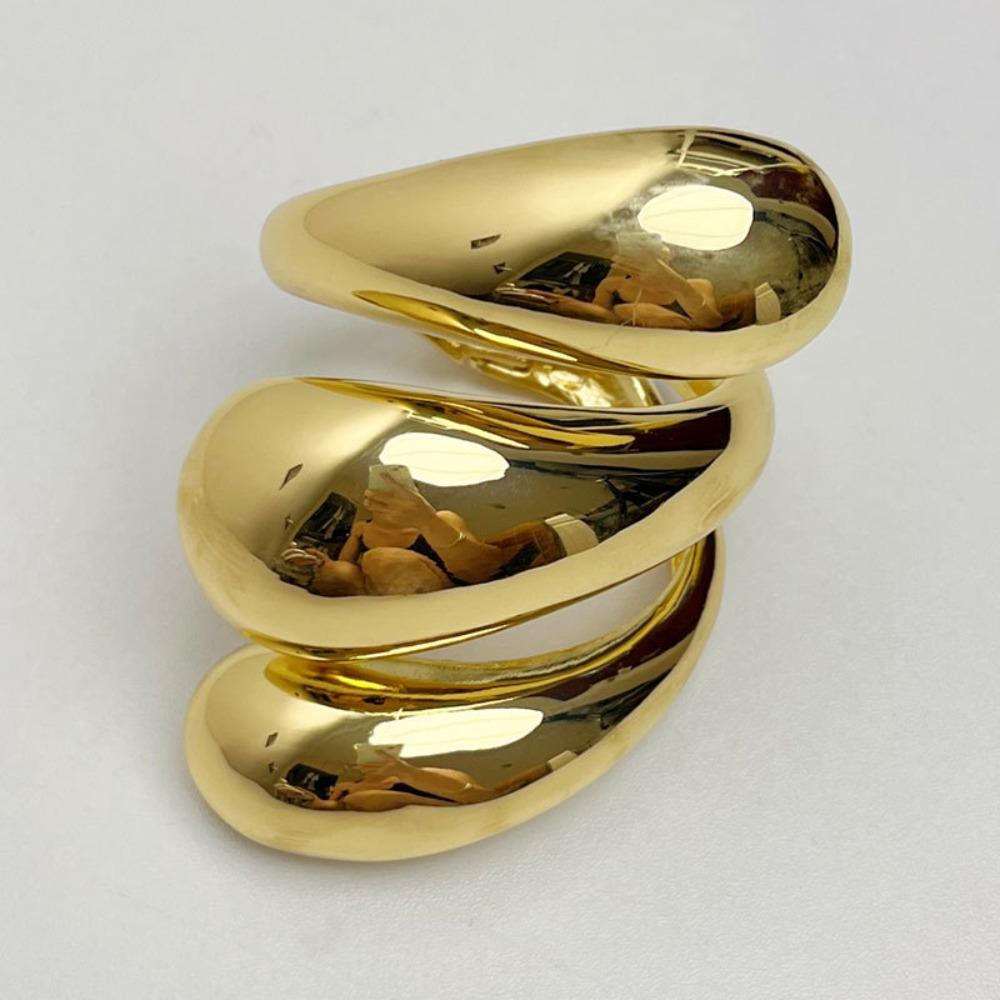 Irregular Spiral Water Droplet Bracelet Exaggerated Metal Heavy Cuff Bangle  Gifts for Women Girl
