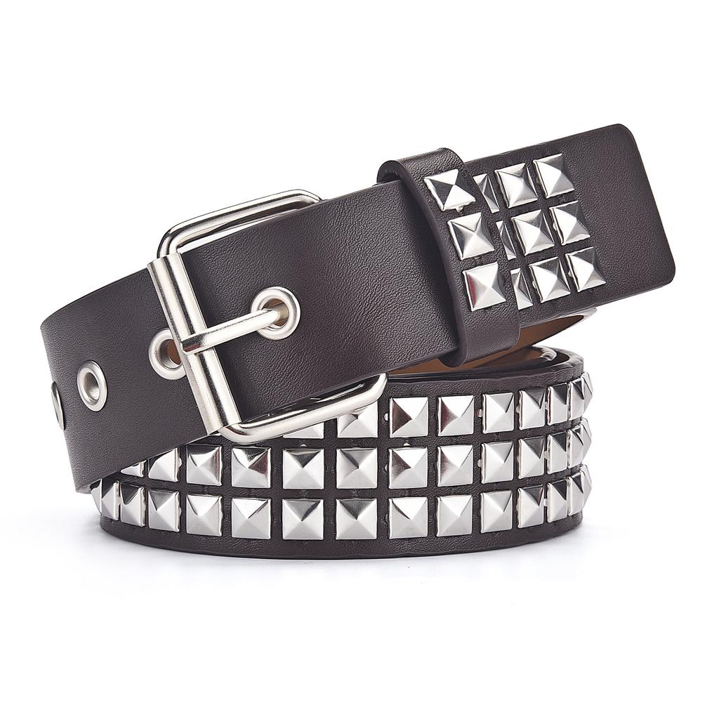 New Square Bead Rivet Belt Metal Pyramid Belt Men And Women Punk Hardware Jeans Belt Designer Belt Woman Belts