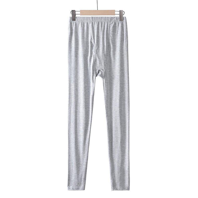 Men's Modal Autumn Thin Pants - Plus Size, Nine-Point, Warm Base Layer for Middle-Aged/Elderly