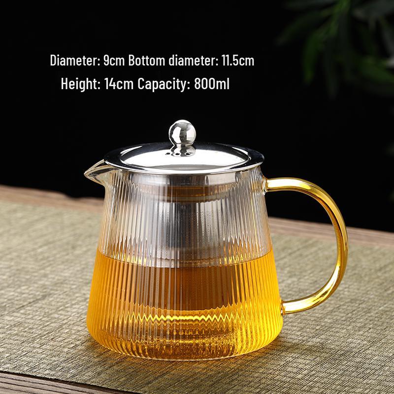 2026 Thickened Glass Teapot with Integrated Infuser – High-Temperature Resistant for Home Brewing