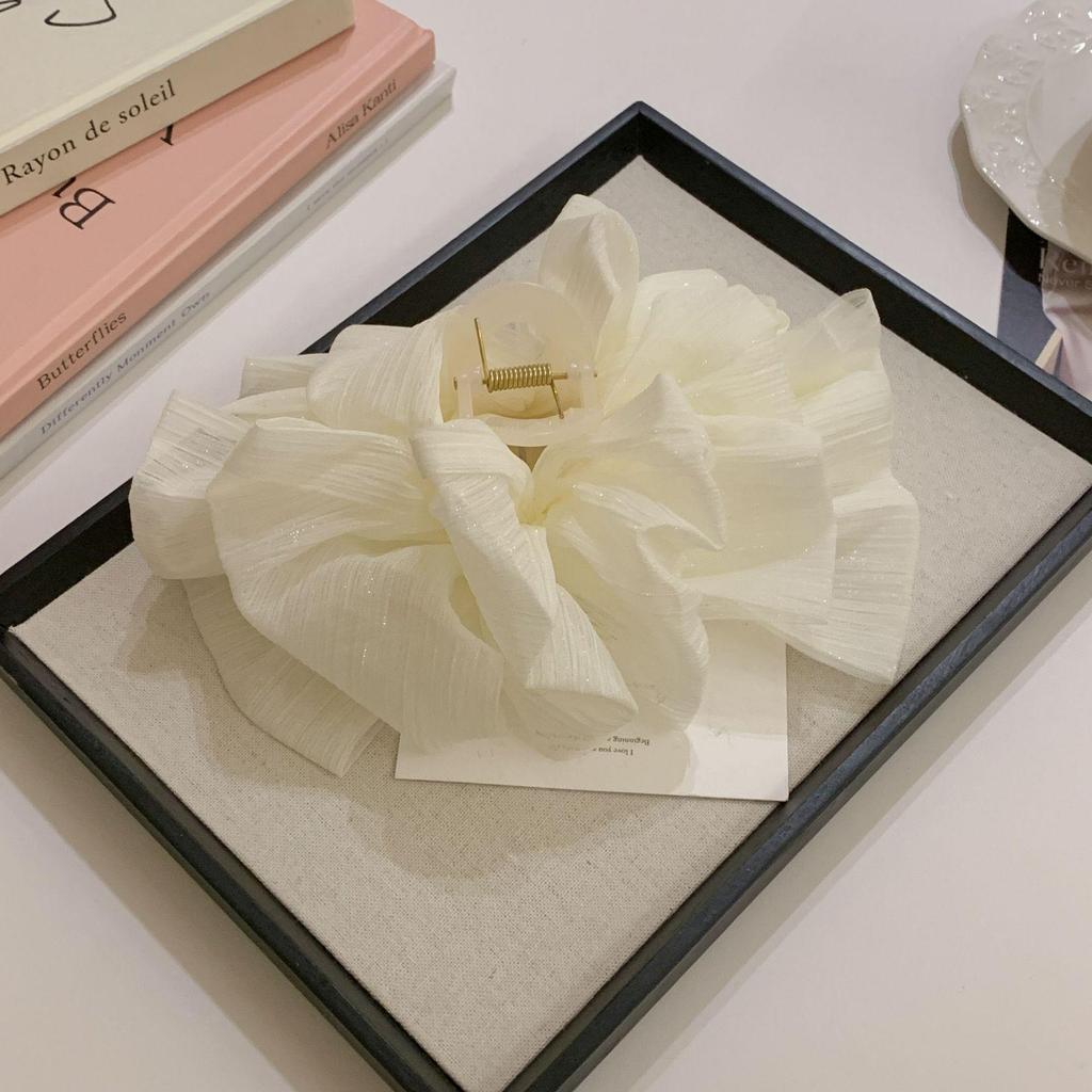 Elegant Korean Black Bow Hairpin - Large High-Grade Shark Clip for Summer