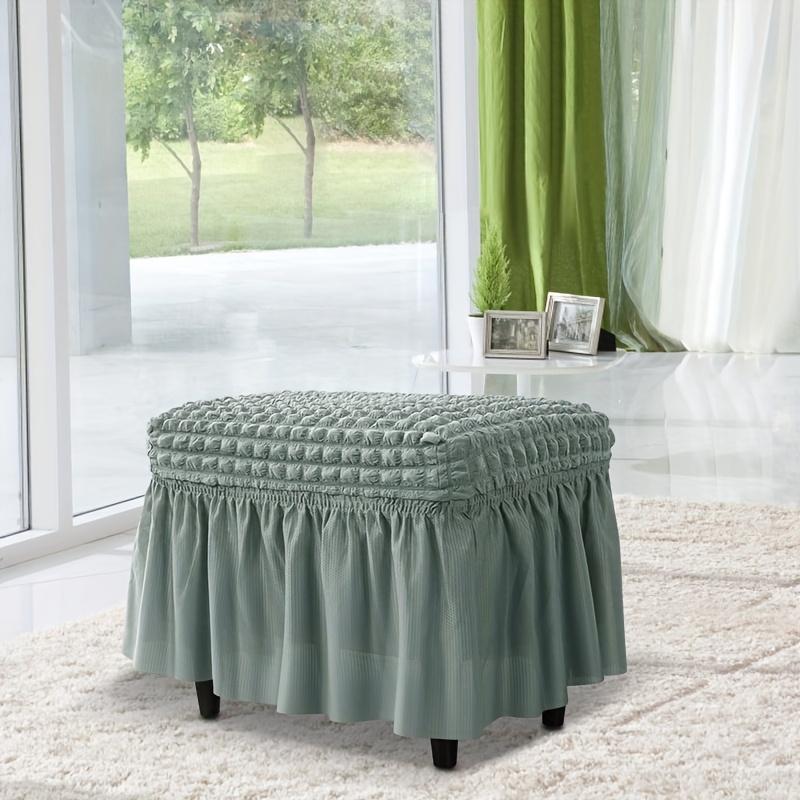 

Эластичный жаккардовый чехол для оттоманки, стрейч, смесь полиэстера и спандекса, машинная стирка, для современной домашней гостиной, защита мебели 100x50x10x30cm зелёный