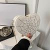 Yogodlns Fashion Spider Web Heart Shaped Shoulder Bag Women Chain Crossbody Bag Korean Personalized Mini Women's Handbag Lipstick Purse