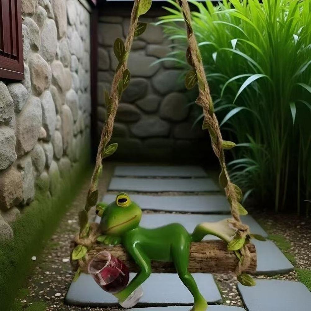 Altalena da Giardino Rana Accento in Resina per Balconi e Fioriere Decorazione Robusta Resistente agli Agenti Atmosferici in Resina con Stile Giocoso
