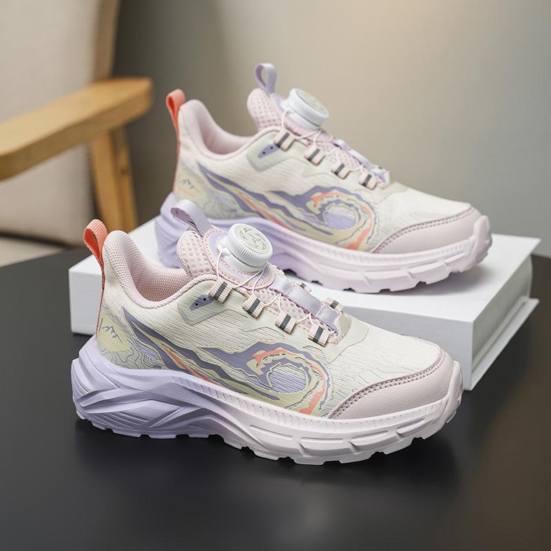 Classmate girls' sports shoes 2025 autumn new rotating buckle non-slip wear-resistant comfortable soft sole medium and older children's princess style
