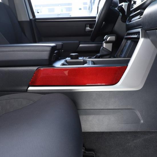 Rote Carbonfaser Wasserbecherhalter Panel Abdeckung Aufkleber für Toyota Tundra -24