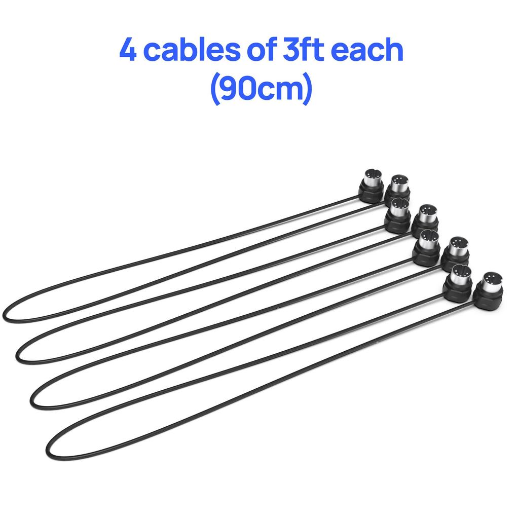 CME MIDI Cable 4-Pack, 3ft/90cm, 5-Pin DIN, Ultra-Thin 45   Plug, Compact for MIDI Interfaces, Pedalboards & Keyboards