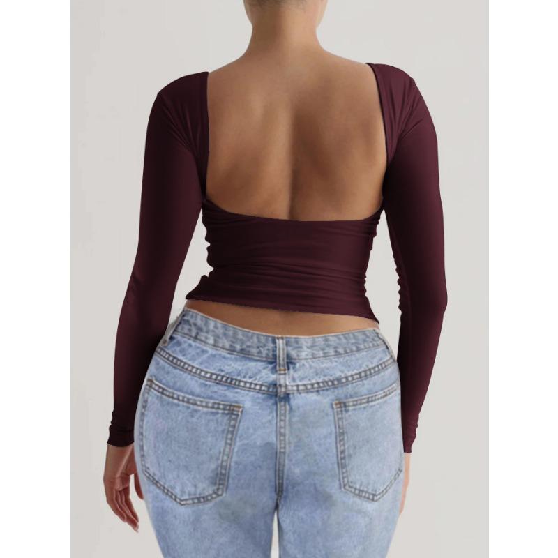 Y2K Hot Girl Slim Long Sleeve Solid Color Bottoming Shirt Women's 2025 Autumn and Winter