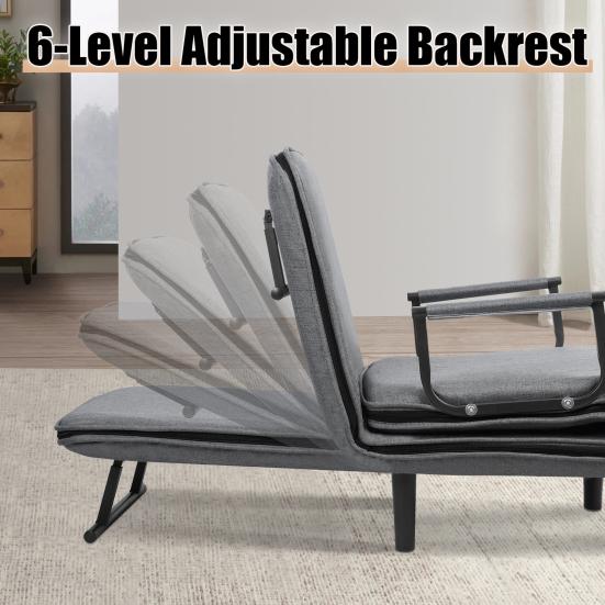3-in-1 Schlafsofa Reißverschlussbezug Sessel Bett Umwandelbares Schlafsofa mit verstellbarer Rückenlehne Ausklappbarer Stuhl Bett für Wohnung Büro Grau