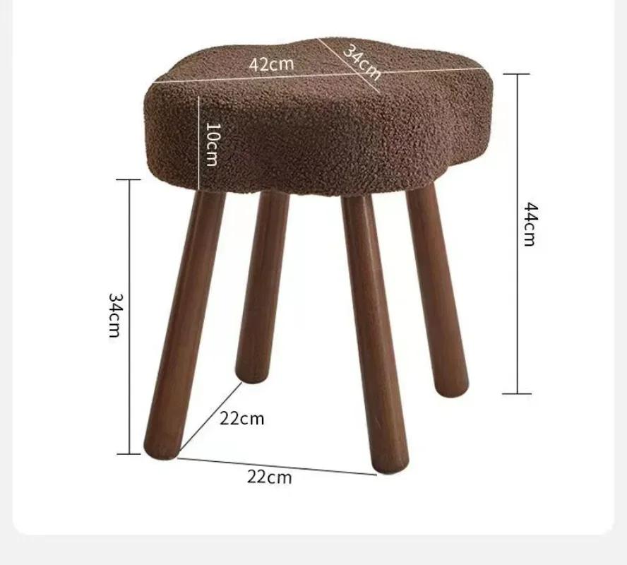 Creative Cloud Makeup Bench Lamb Fleece Dressing Stool Makeup Chairs Cute Vanity Chair Light Luxury Home