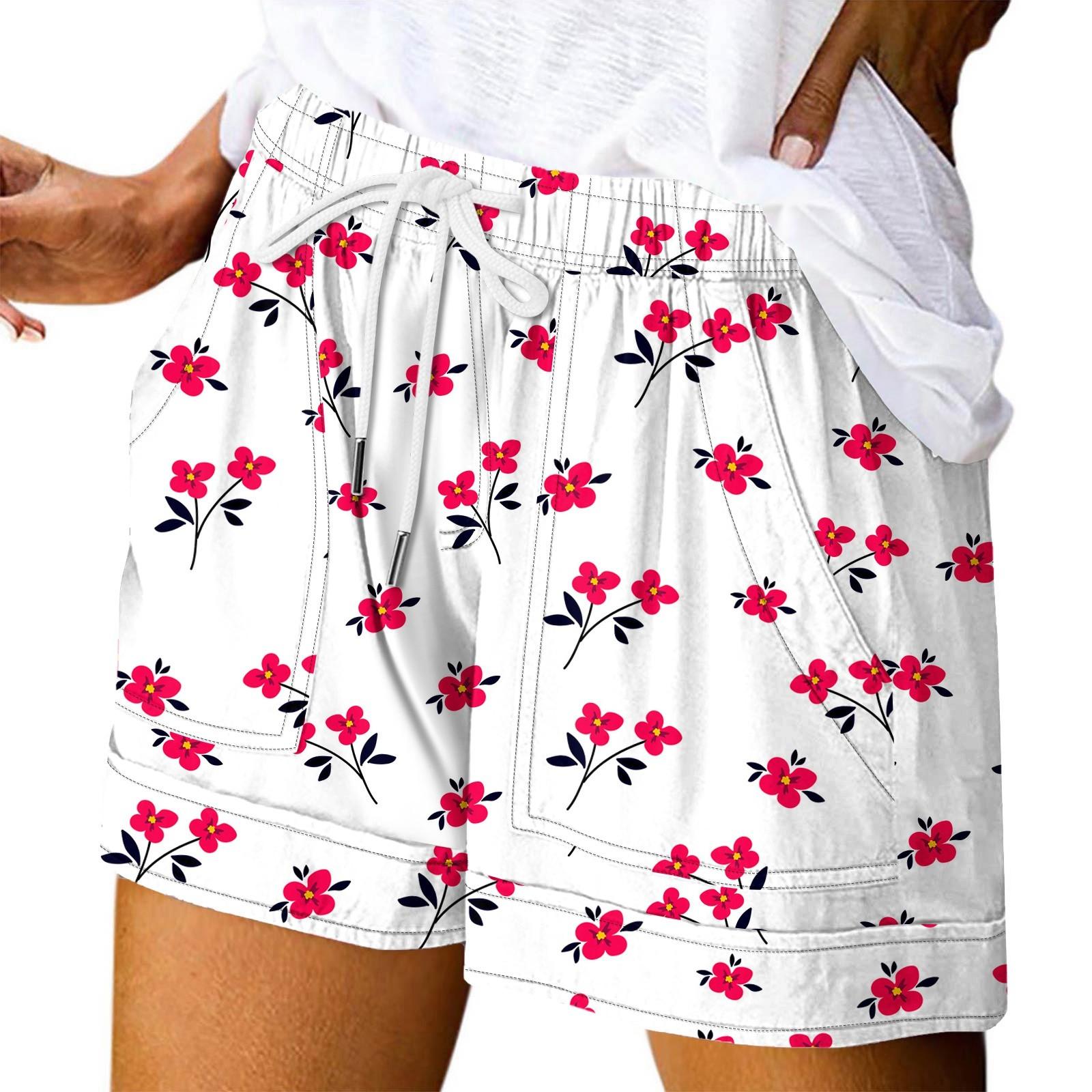 

Женские повседневные летние эластичные пляжные шорты с принтом повседневные шорты XL арбуз красный