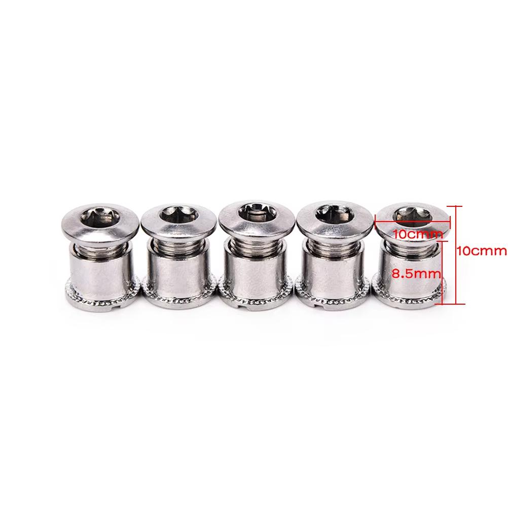 5Pairs Bike Crankset Bolts Crank Bolts Mountain Road Bicyle Steel Chainring Screws Chainwheel Screws Nut Bike Accessories