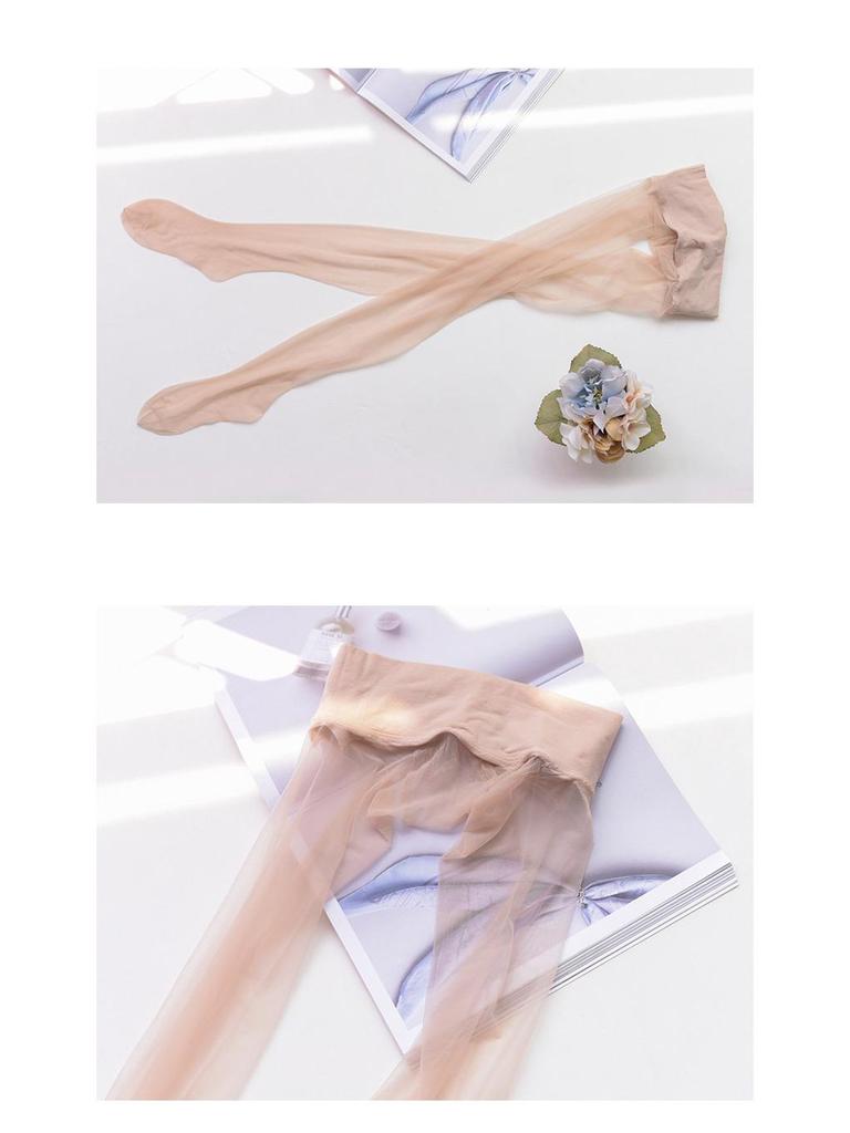 Seamless 360 Core-Spun Plus Size Transparent Black Smooth Touch Open Crotch Summer Stockings