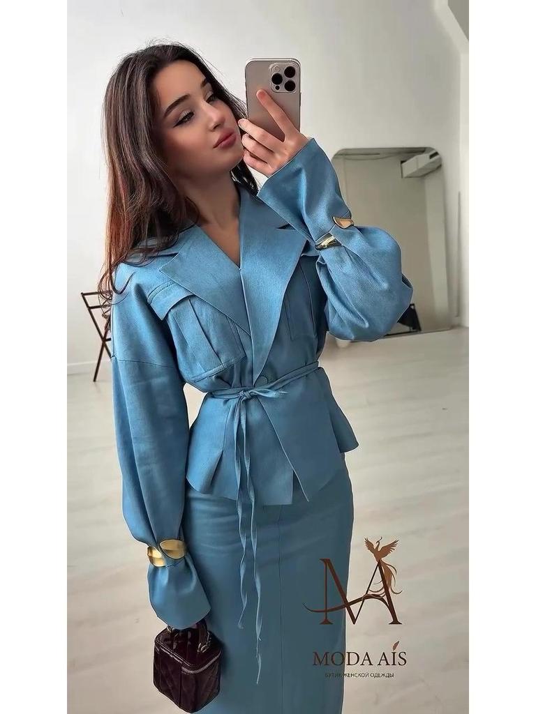 Elegant Long Sleeve Skirt Set: European & American Autumn Fashion 2025