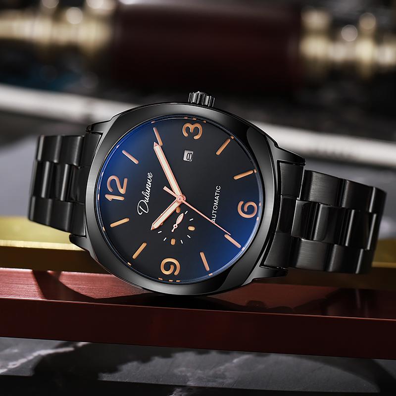 Men's Watches Classic Original Automatic Mechanical Watch for Man Leather Strap Mineral Glass Waterproof Luminous Date