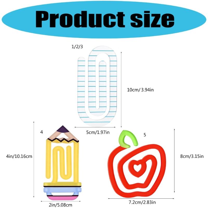 Acrylic Paper Clips,Reusable Heat Printed Transparent Bookmarks Clip For Document Organization Reading Accessories