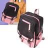 Travel Backpack with USB Charging Port and Headphone Hole Casual Double Shoulder Bag Black Pink