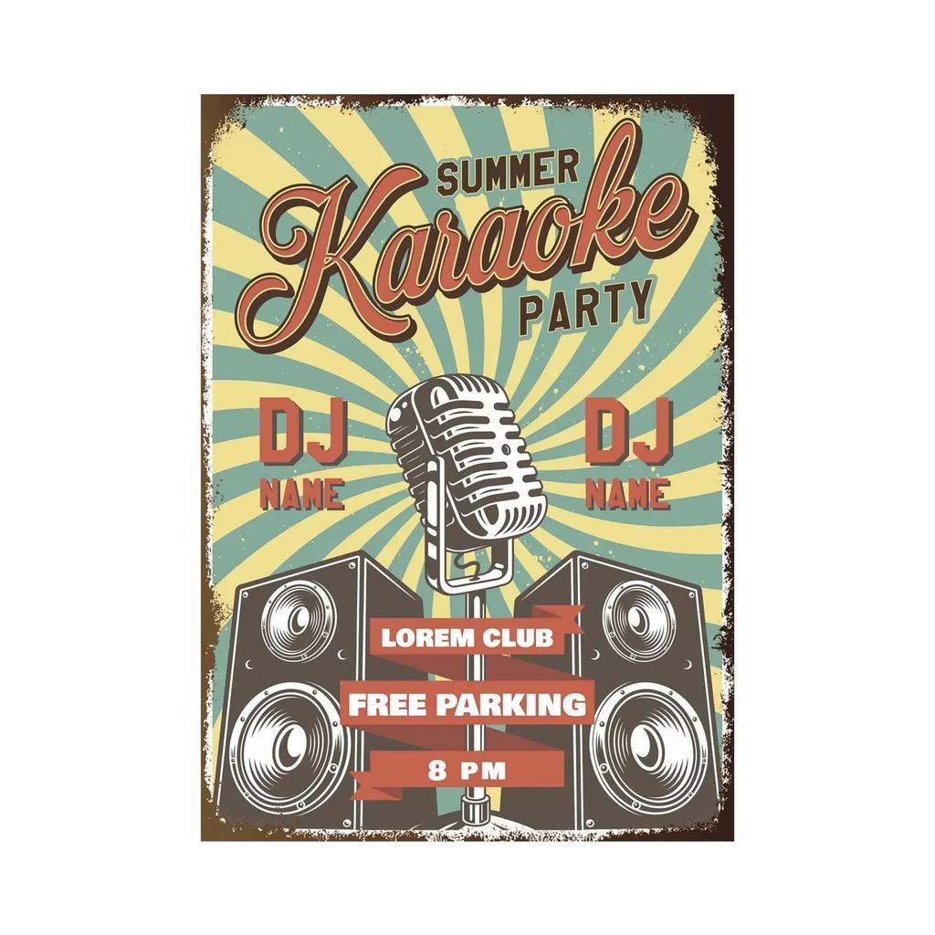 pc Vintage Rock Music Metal Poster Tin Signs Retro Guitar Rock Party Metal Plates Wall Art for Bar Pub Home Wall Art Decor