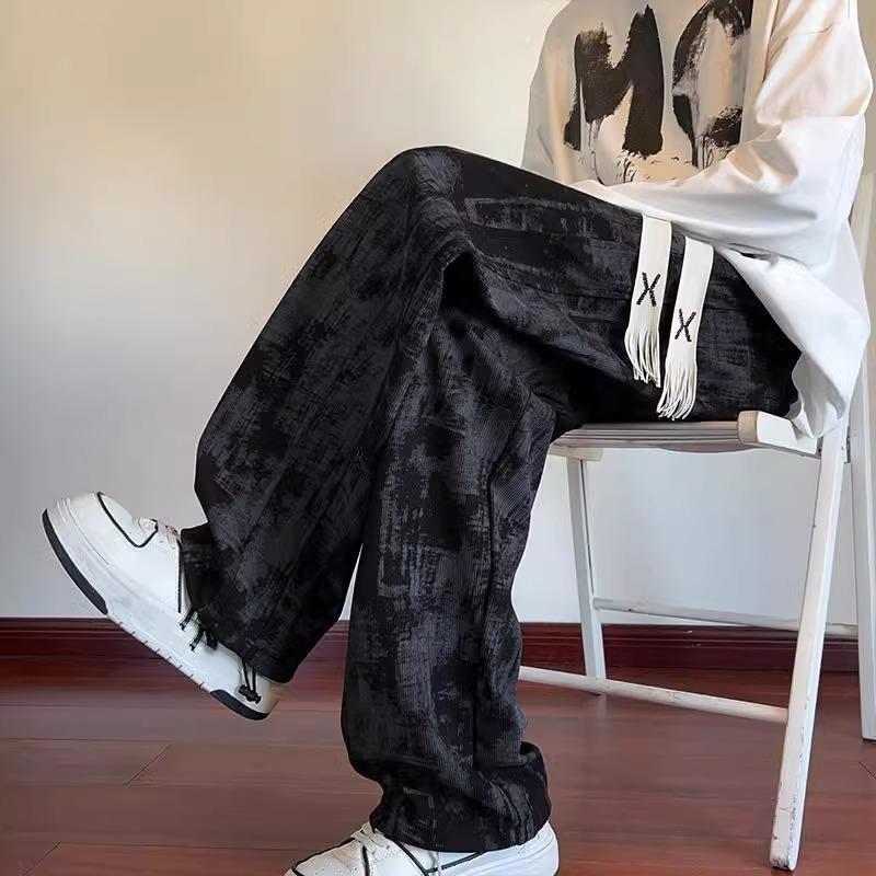 Youth Spring/Fall Casual Pants: Retro High-Street Straight-Leg Pants with Tie-Dye Unique